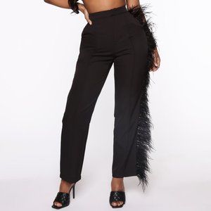 Feather-Trimmed Cropped Trousers